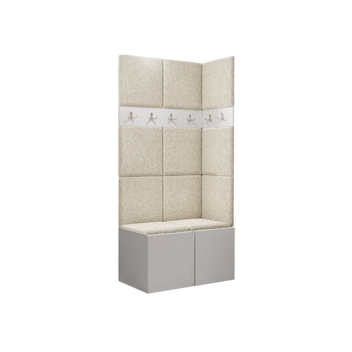 Mobilier pentru hol Tavasz I, MIRJAN24, alb + bej, 46x84x186 cm