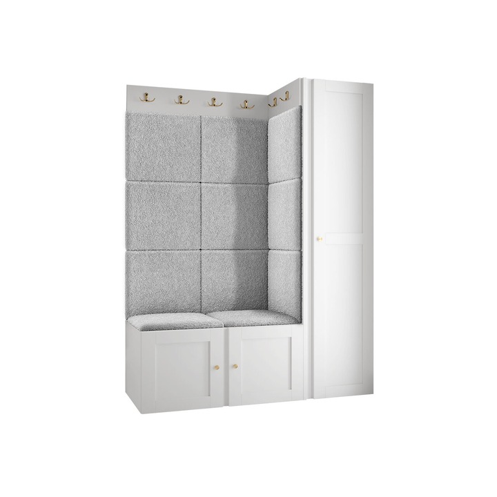 Mobilier pentru hol Tavasz Ramiro IX, MIRJAN24, alb + gri deschis, 46x124x186 cm