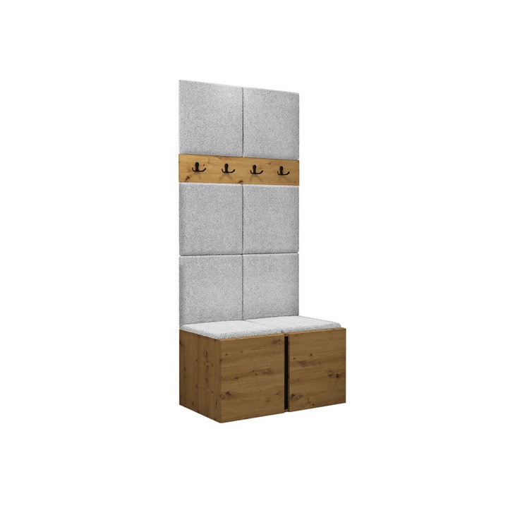 Mobilier pentru hol Tavasz IV, MIRJAN24, stejar artisan + gri deschis, 46x84x186 cm