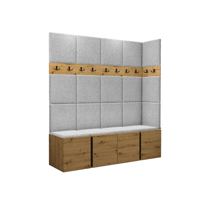 Mobilier pentru hol Tavasz II, MIRJAN24, stejar artisan + gri deschis, 46x168x186 cm