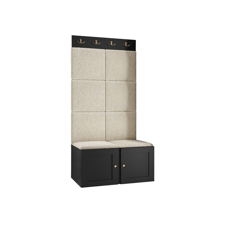 Mobilier pentru hol Tavasz Ramiro IV, MIRJAN24, negru + bej, 46x84x186 cm