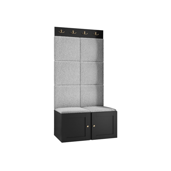 Mobilier pentru hol Tavasz Ramiro IV, MIRJAN24, negru + gri deschis, 44x84x186 cm