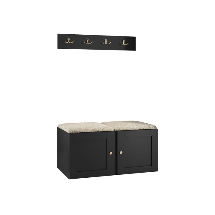 Mobilier pentru hol Tavasz Ramiro VI, MIRJAN24, negru + bej, 44x84x42 cm