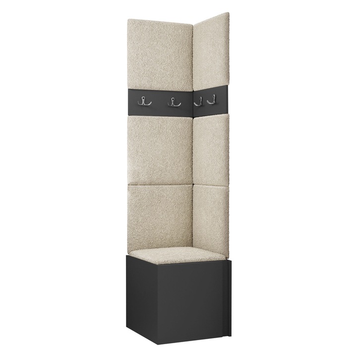 Mobilier pentru hol Tavasz XXI, MIRJAN24, grafit + bej, 42x46x186 cm