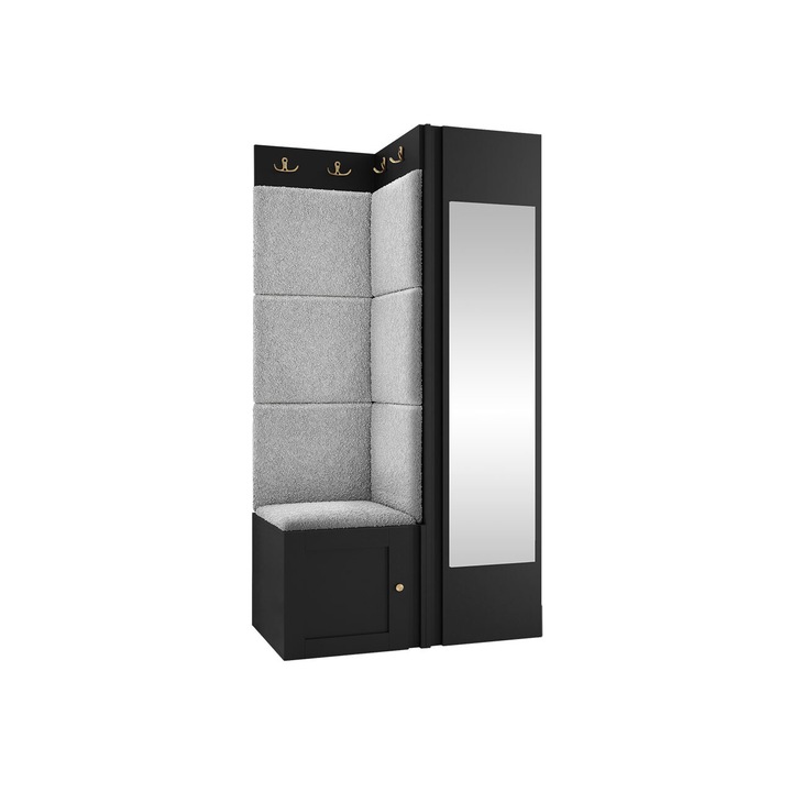 Mobilier pentru hol Tavasz Ramiro XXVI, MIRJAN24, negru + gri deschis, 46x82x186 cm