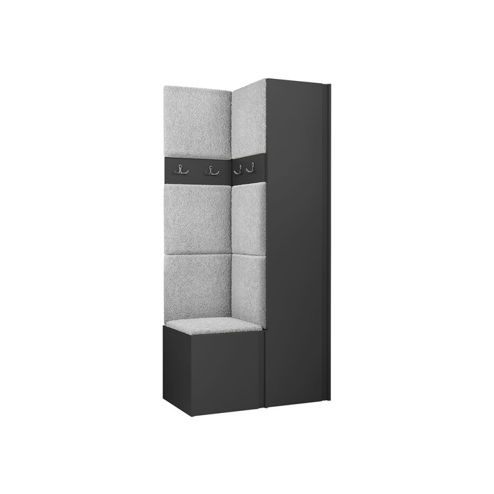 Mobilier pentru hol Tavasz XXIV, MIRJAN24, grafit + gri deschis, 46x82x186 cm
