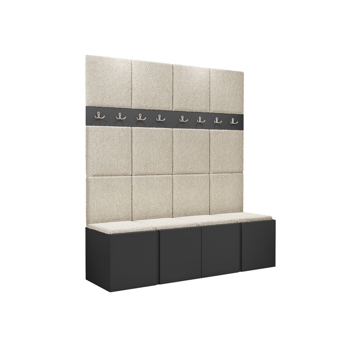 Mobilier pentru hol Tavasz V, MIRJAN24, grafit + bej, 46x168x186 cm