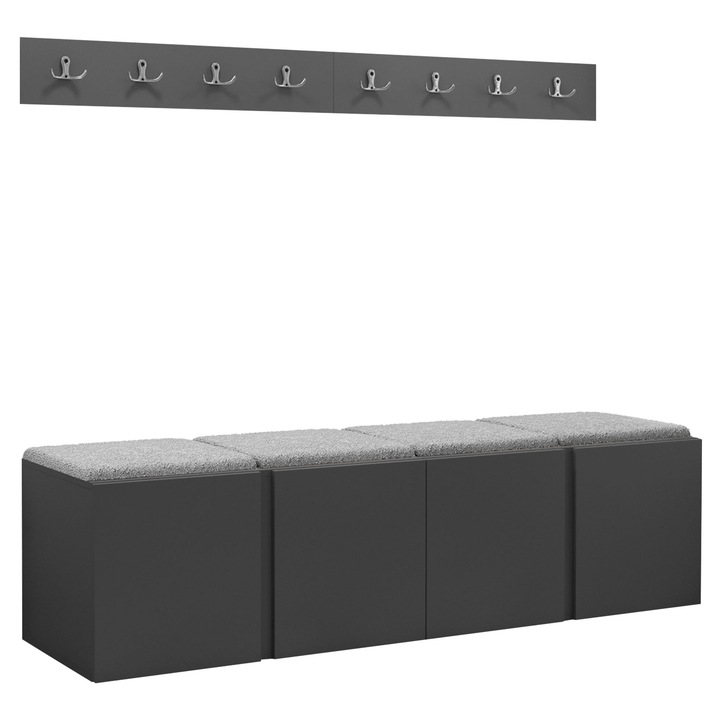 Mobilier pentru hol Tavasz VII, MIRJAN24, grafit + gri deschis, 46x168x42 cm