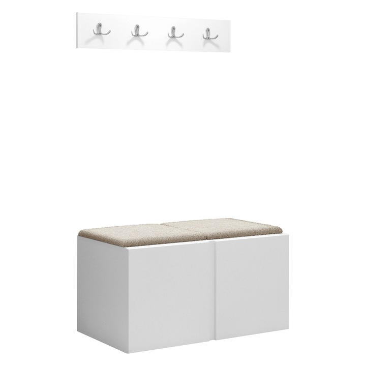 Mobilier pentru hol Tavasz VI, MIRJAN24, alb + bej, 46x84x42 cm