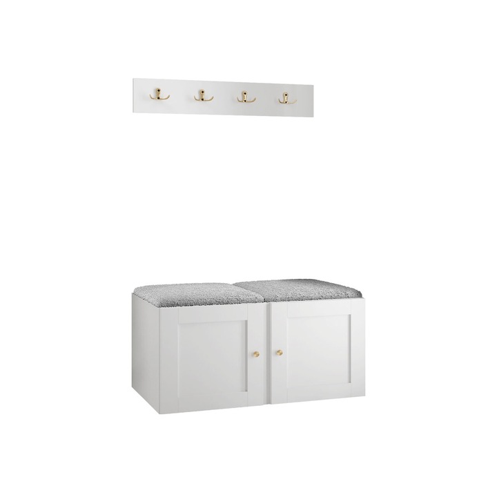 Mobilier pentru hol Tavasz Ramiro VI, MIRJAN24, alb + gri deschis, 46x84x42 cm