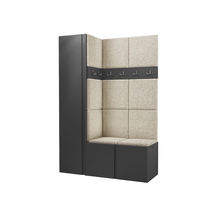 Mobilier pentru hol Tavasz IX, MIRJAN24, grafit + bej, 46x124x186 cm