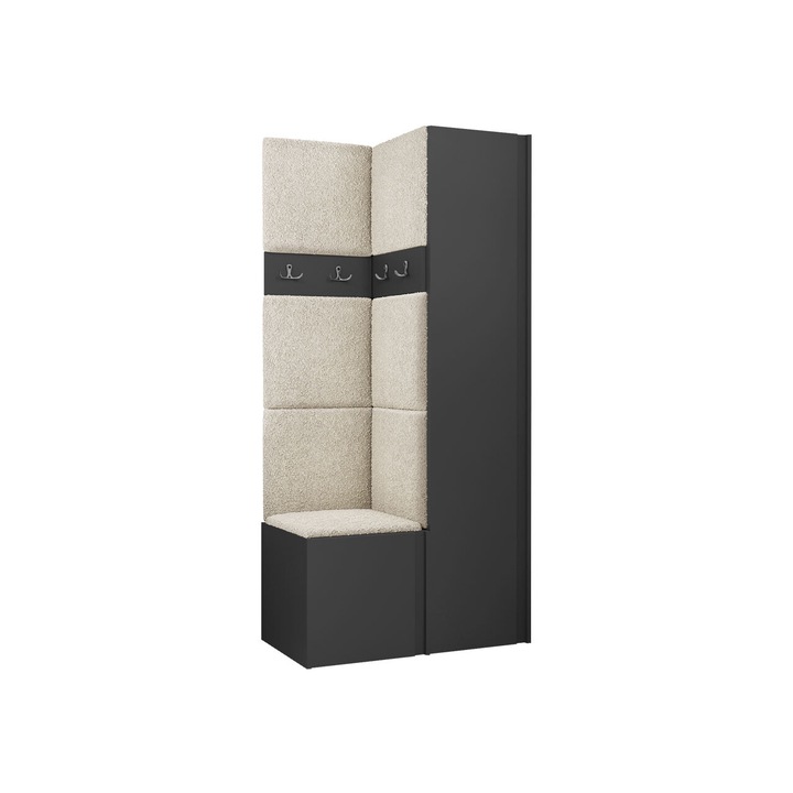 Mobilier pentru hol Tavasz XXIV, MIRJAN24, grafit + bej, 46x82x186 cm