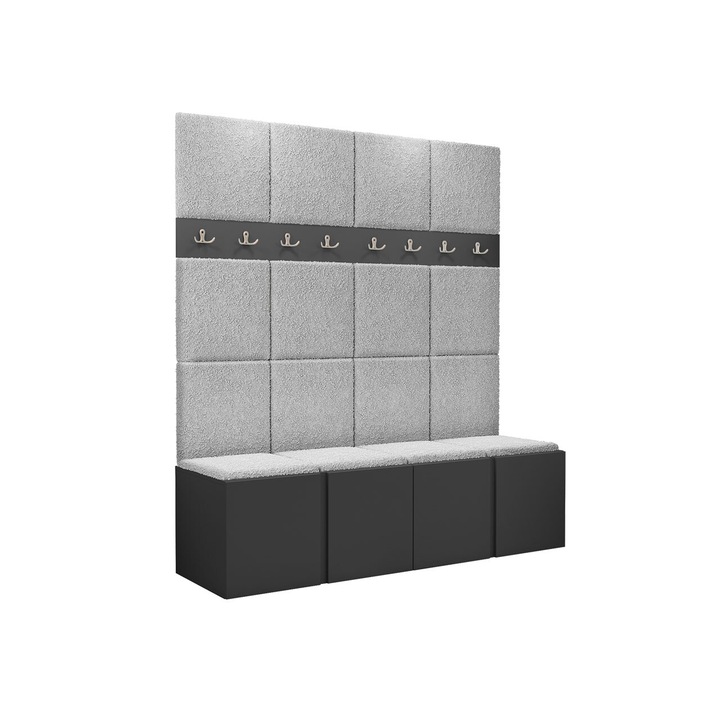 Mobilier pentru hol Tavasz V, MIRJAN24, grafit + gri deschis, 46x168x186 cm