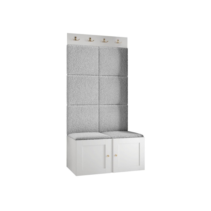 Mobilier pentru hol Tavasz Ramiro IV, MIRJAN24, alb + gri deschis, 46x84x186 cm
