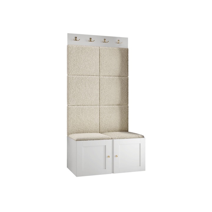 Mobilier pentru hol Tavasz Ramiro IV, MIRJAN24, alb + bej, 44x84x186 cm