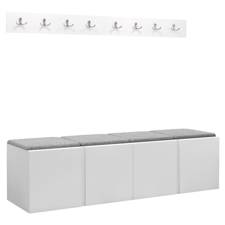 Mobilier pentru hol Tavasz VII, MIRJAN24, alb + gri deschis, 46x168x42 cm