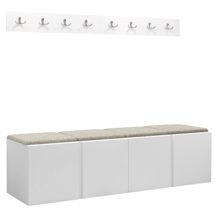 Mobilier pentru hol Tavasz VII, MIRJAN24, alb + bej, 46x168x42 cm