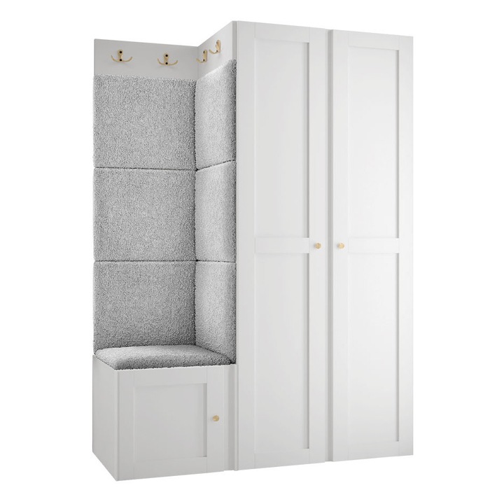 Mobilier pentru hol Tavasz Ramiro XXIII, MIRJAN24, alb + gri deschis, 46x116x186 cm