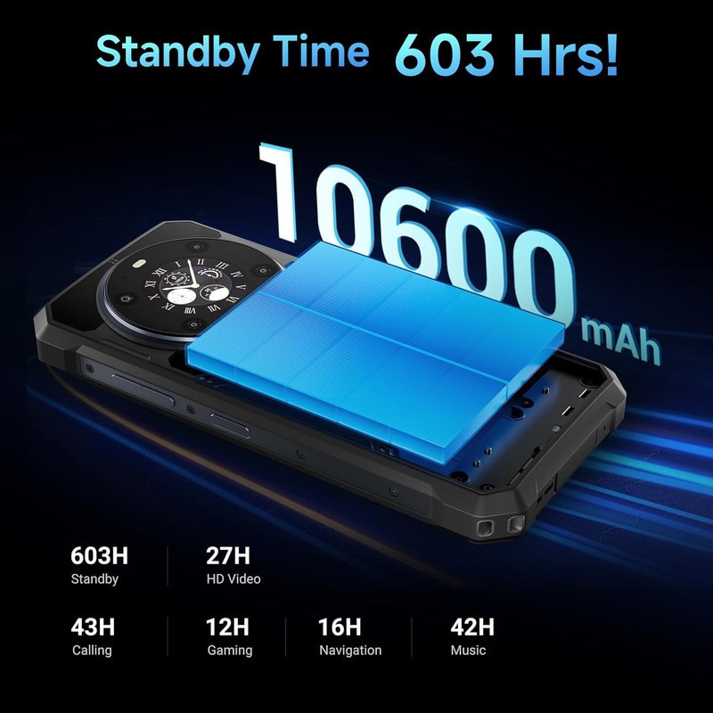 Telefon Mobil FOSSiBOT F109, 6.75 inch, Baterie 10600mAh, Dimensity 6300, Octa-core, 8GB RAM + 256GB ROM, 720*1600 HD+, Dual SIM, Face ID/GPS/OTG, Pentru camping, calatorii