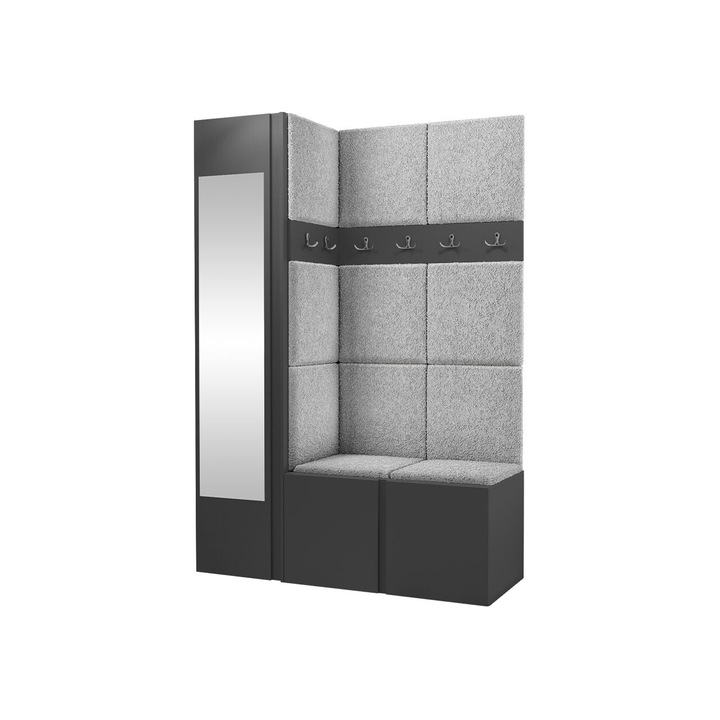 Mobilier pentru hol Tavasz X, MIRJAN24, grafit + gri deschis, 46x124x186 cm