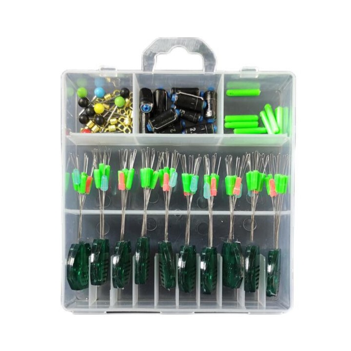 Set accesorii pescuit KUNSANM, carlige, material durabil, verde fluorescent, 7+23S, dimensiune 0.6-1.0