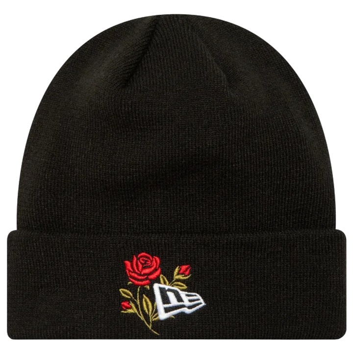 Унисекс шапка, New Era Rose Icon Cuff Knit Beanie Hat 6058, Черен, 54-60 cm