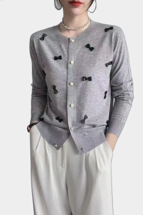 Cardigan dama, Primavara-Toamna, lana, gri, marime M