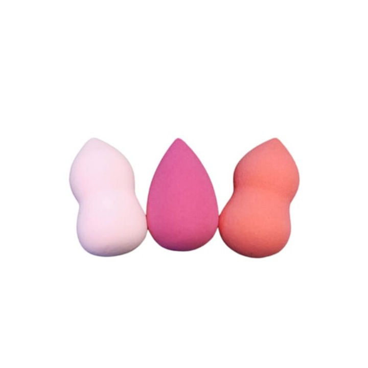 Set mini bureti make up LisaBeauty Doty®, 3 piese, aplicator fond de ten, corector, usor de folosit si curatat, forma para si lacrima, multicolor, 3 cm