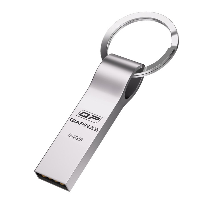 USB флашка 32GB, сребриста, дизайн ключодържател, водоустойчива, 3.0 висока скорост на четене