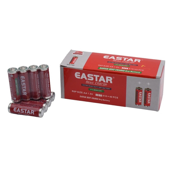 Eastar R6 akkumulátor – AA 1, 5V, nem alkáli, nagy teljesítményű – doboz/40 db