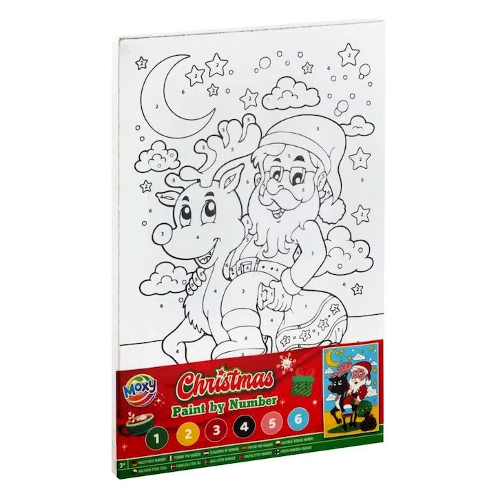 Pictura pe numere Craciun A4 -Mos Craciun & Ren, Grafix