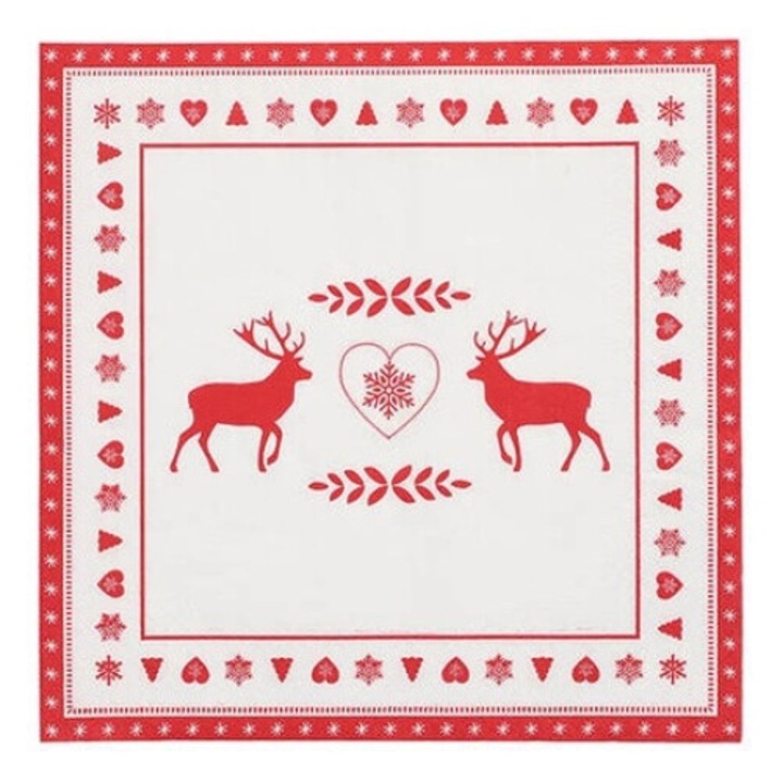 Коледни салфетки 3 слоя "Елени" 1/4 40 х 40 см 20 бр