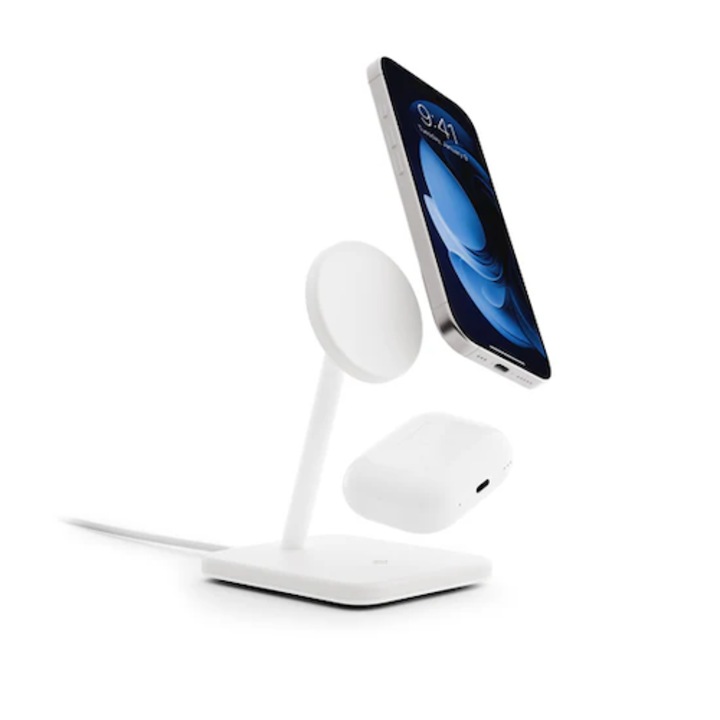 HiRise 2 Deluxe Twelve South vezeték nélküli töltőállomás iPhone és AirPods készülékekhez, fehér