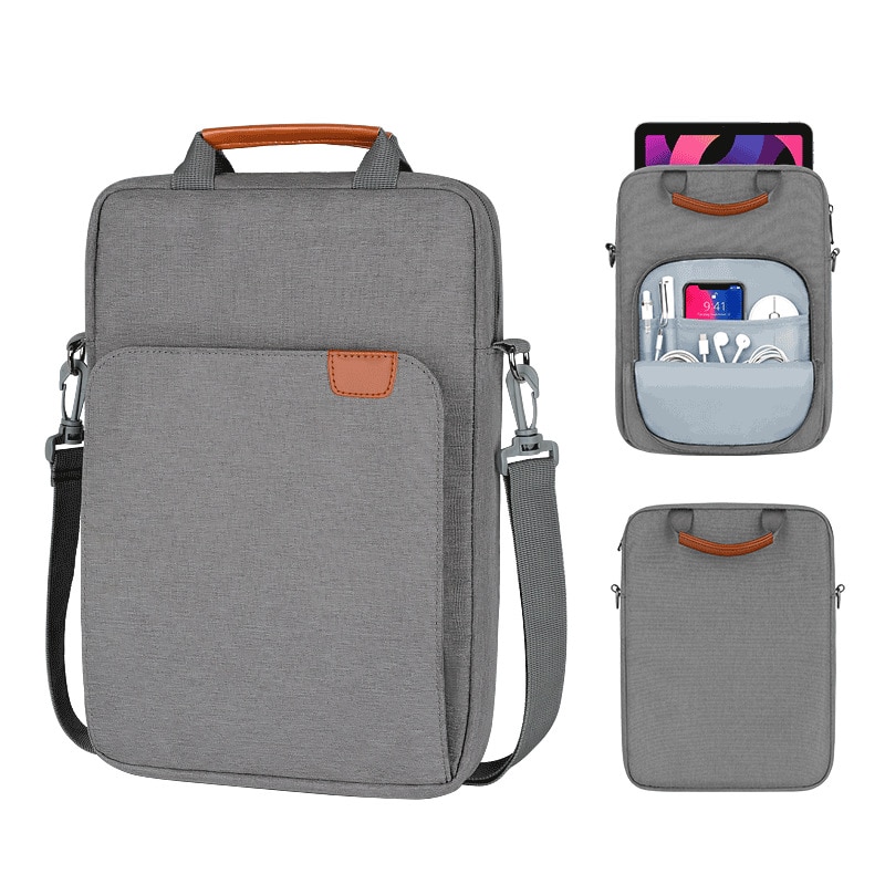 Geanta Crossbody pentru laptop, organizeaza tableta/telefonul mobil/incarcatorul, impermeabila si respirabila, rezistenta la uzura si la socuri, usor de transportat, spatiu foarte mare, 13”, gri deschis