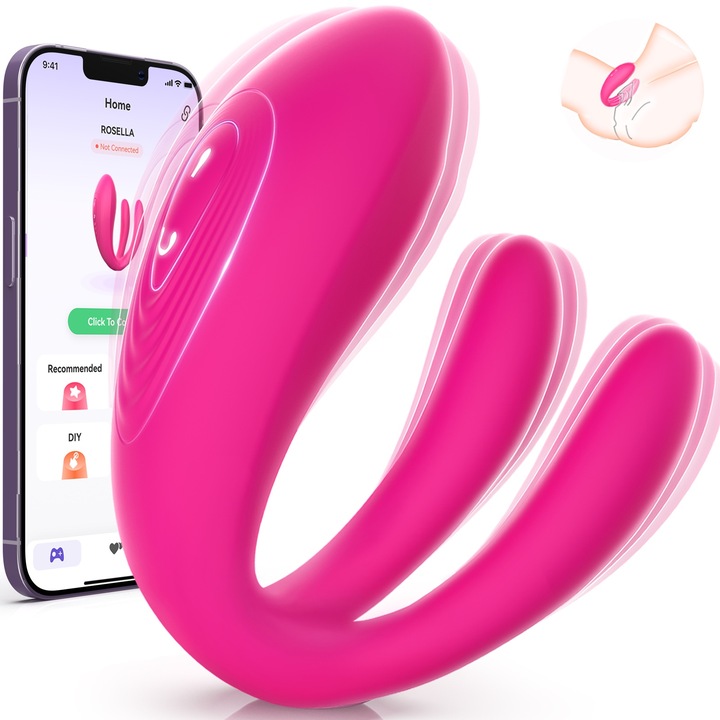 Női erotika, Toieenk®, pillangós vibrátoros masszírozó, APP távirányítóval, privát idő, bárhol viselhető, 10 vibrációs mód, szilikon, 3 motor, IPX7 vízálló, csendes, rózsa piros