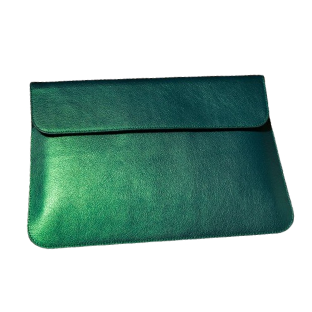 Husa laptop compatibila cu: MacBook Air, MacBook PRO 13/14 inch, lucrata manual, piele naturala, verde perlat