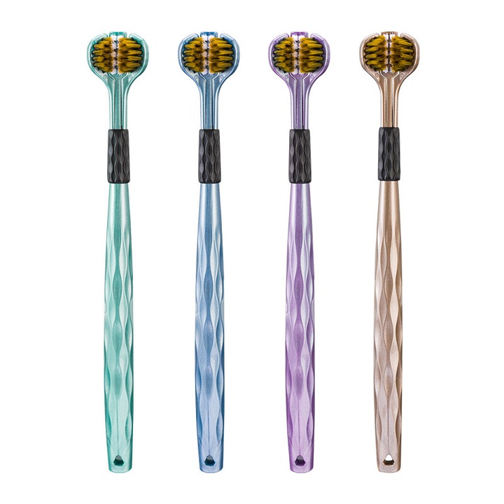 KUNSANM fogkefe, háromdimenziós kialakítás, puha sörték, 4 db-os fogkefe készlet