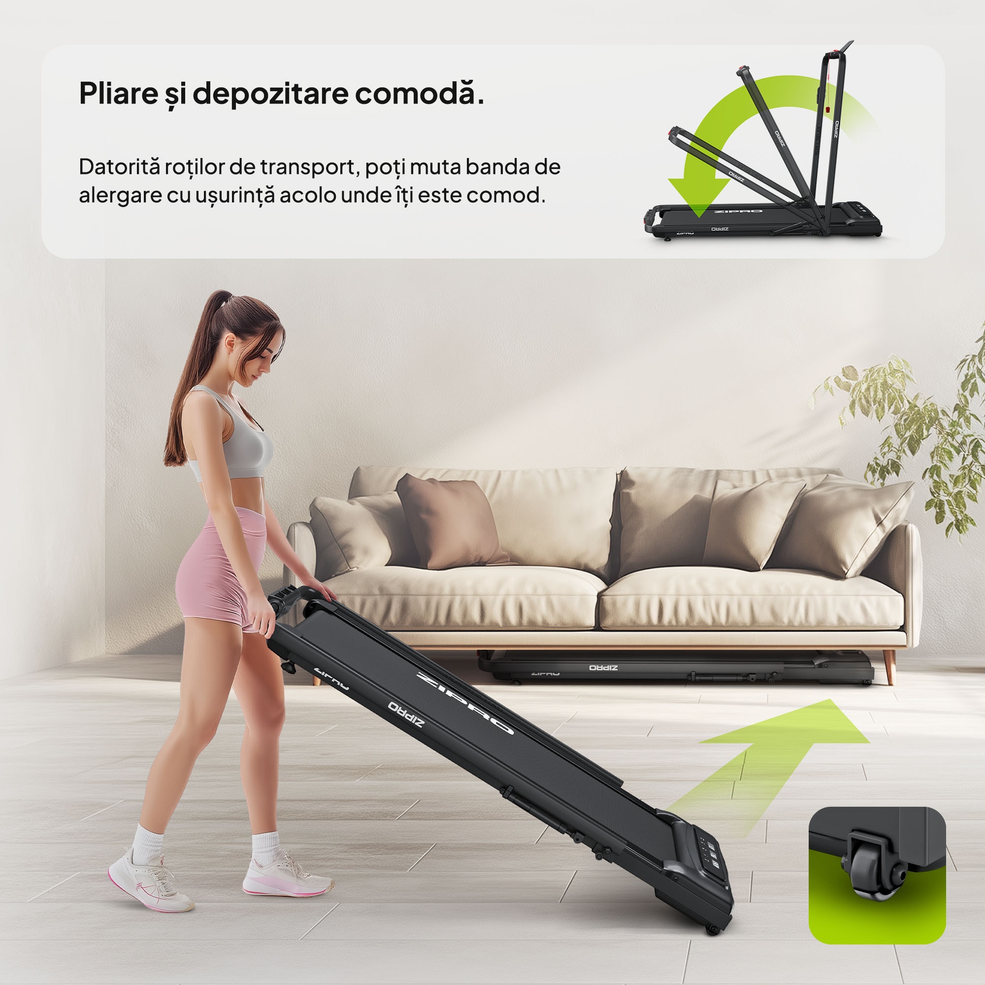 Banda alergare electrica Zipro Newlite, 990W, viteza 1-10 km/h