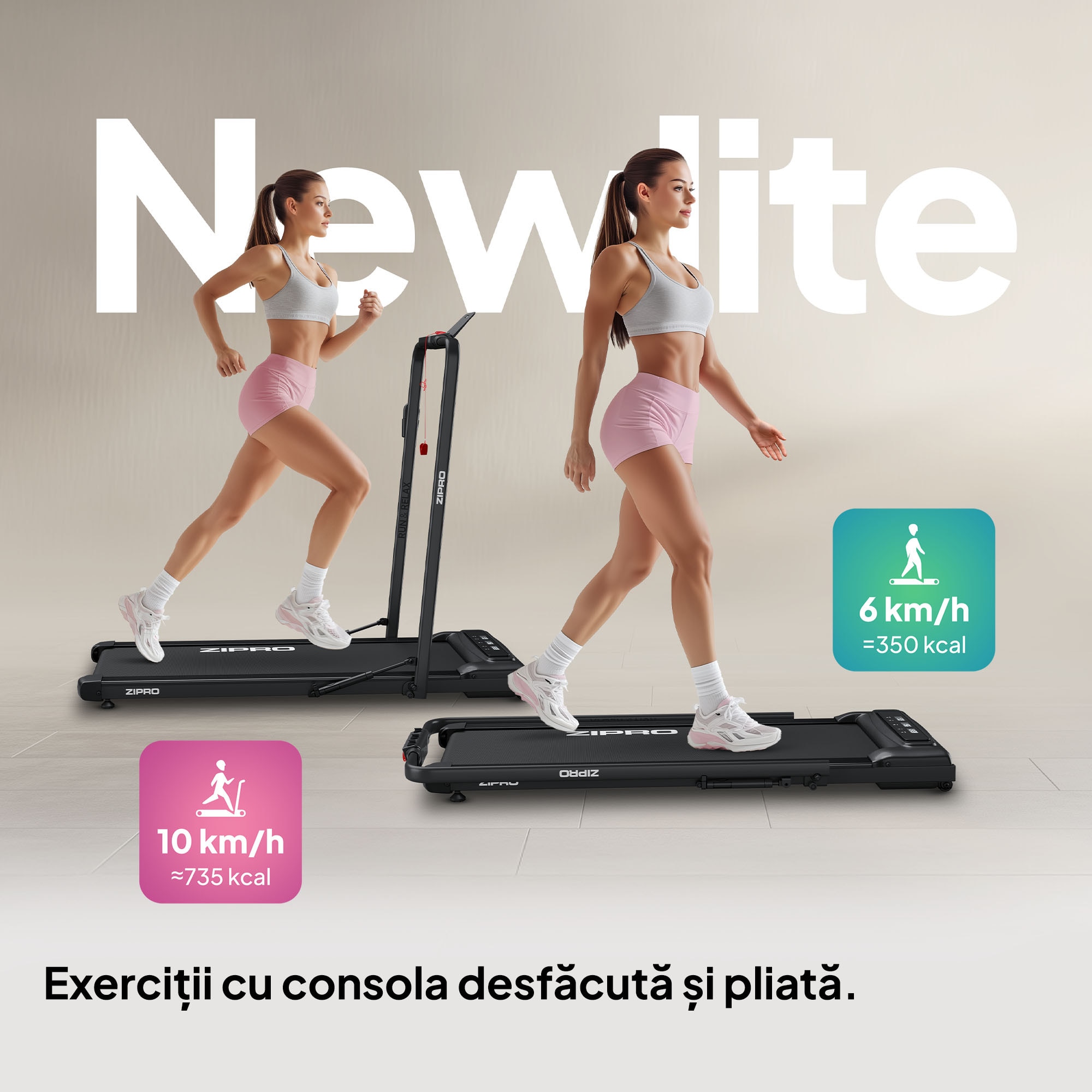 Banda alergare electrica Zipro Newlite, 990W, viteza 1-10 km/h