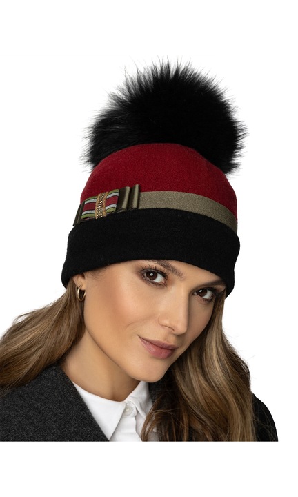 Vivisence női elegáns téli sapka, meleg és kényelmes, levehető pomponnal, antisztatikus polár béléssel, ideális hideg téli napokra, fekete, univerzális méret