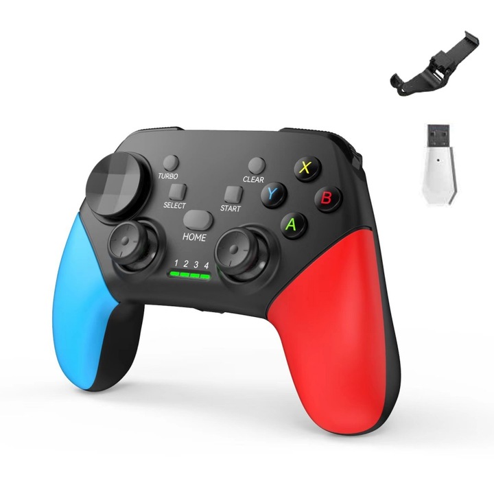 Vezeték nélküli játékvezérlő vezérlő, kompatibilis iPhone/Android/PC-vel, Bluetooth 5.2, 10-15 órás akkumulátor-élettartam, fekete
