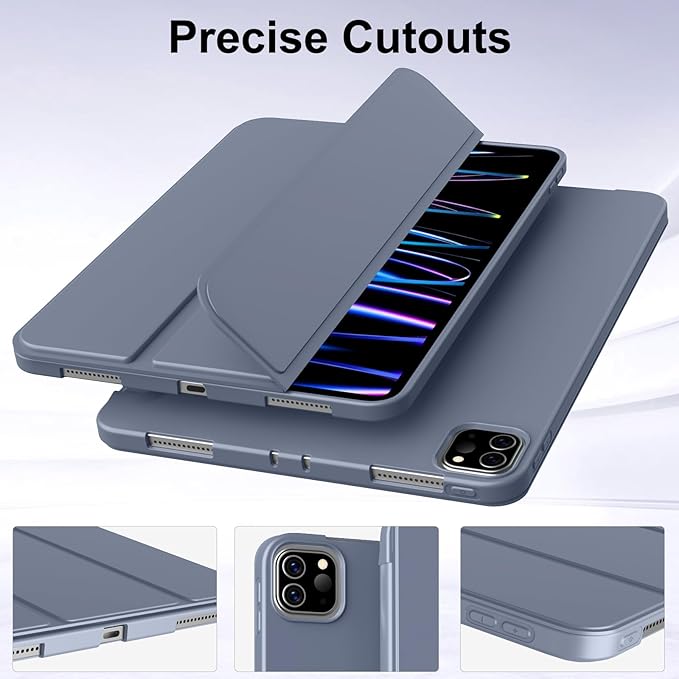 Husa pentru tableta, compatibila cu iPad Pro de 11 inchi (M4 a 5-a generatie 2024), husa inteligenta, trezire/dormire automata, Violet intens