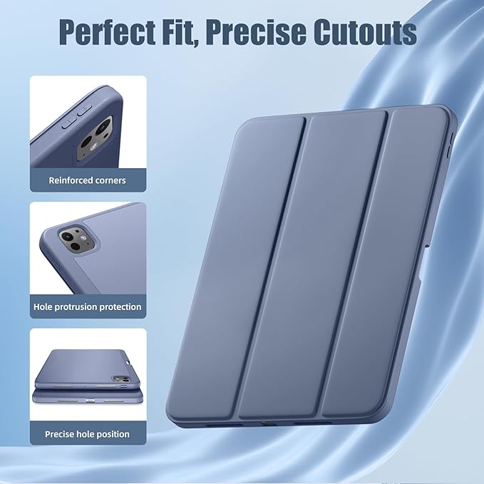 Husa pentru tableta, compatibila cu iPad Pro de 11 inchi (M4 a 5-a generatie 2024), husa inteligenta, trezire/dormire automata, Violet intens