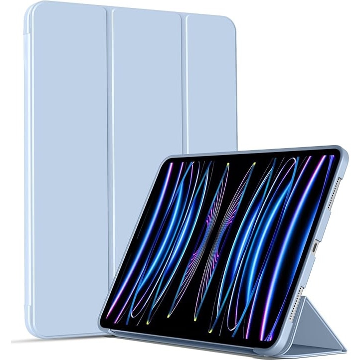 Husa pentru tableta, compatibila cu iPad Pro de 11 inchi (M4 a 5-a generatie 2024), husa inteligenta, trezire/dormire automata, Albastru deschis