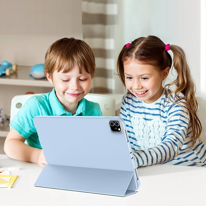 Husa pentru tableta, compatibila cu iPad Pro de 11 inchi (M4 a 5-a generatie 2024), husa inteligenta, trezire/dormire automata, Albastru deschis