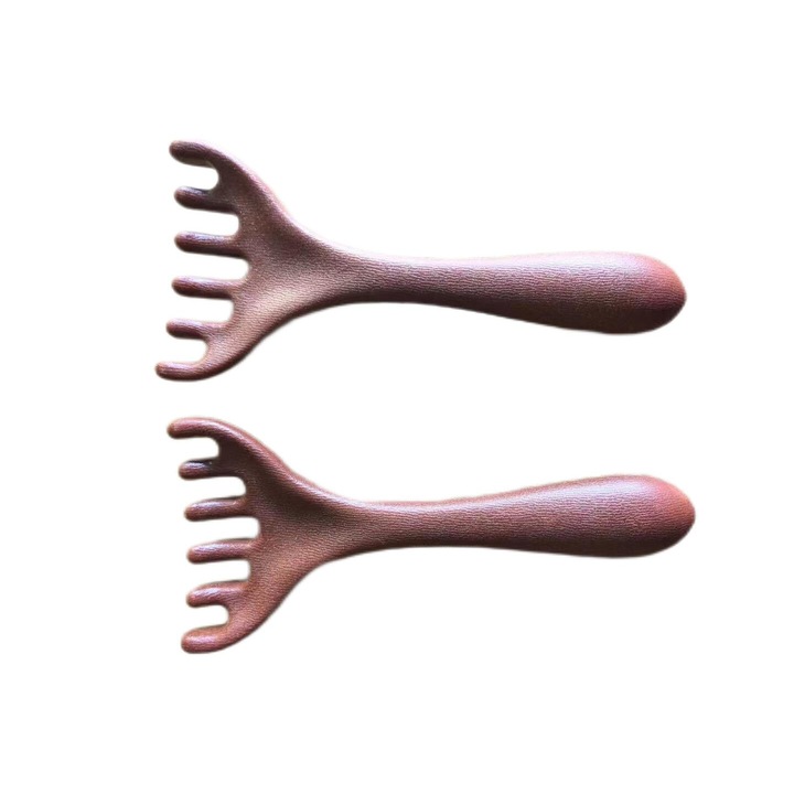 Масажор KUNSANM, комплект от 2 бр., гребен с шест куки, капков дизайн, дървен материал, лесен за почистване