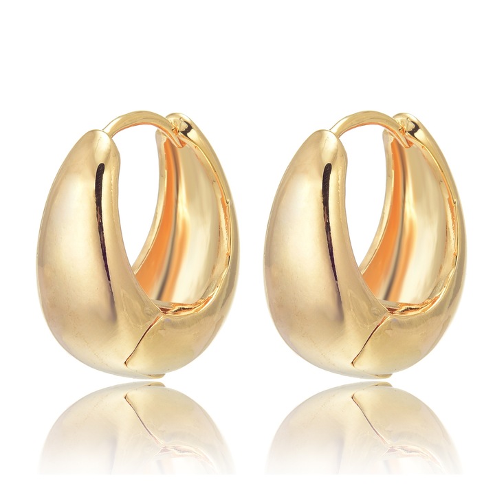 Cercei tip hoop HUGE TOMATO, cupru, Cercei Cercei, Auriu