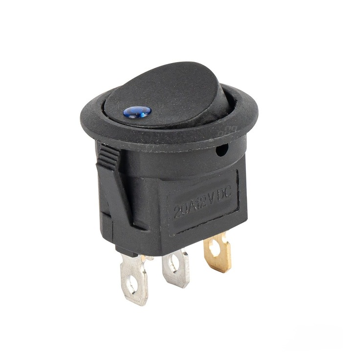 Кръгъл автомобилен ключ ON/OFF със синя светлина 12/24V max 20A