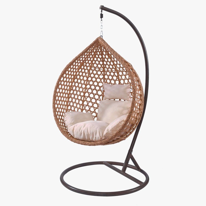 Pepita Natura egyszemélyes kerti Függőfotel párnákkal - technorattan - natúr bézs