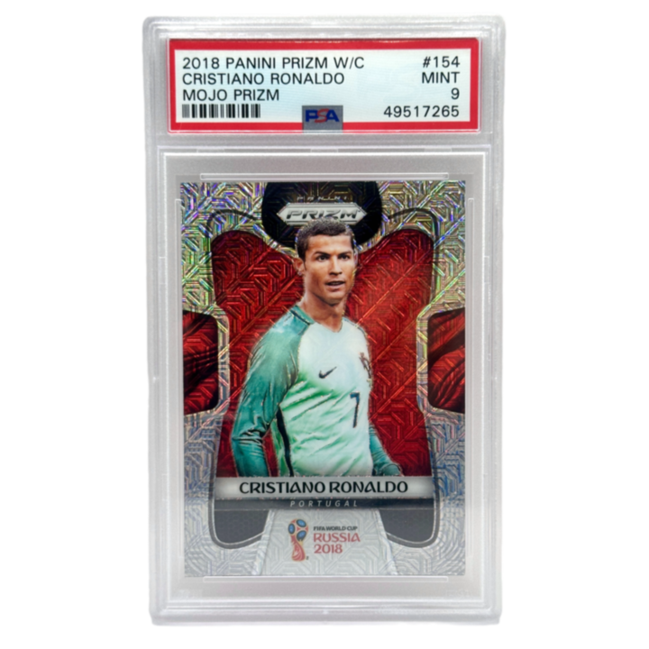 Cartonas de fotbal Panini, Cristiano Ronaldo Gradat PSA 9 din colectia Panini Prizm World Cup 2018 Russia - MOJO PRIZM Nr. 154 Portugalia